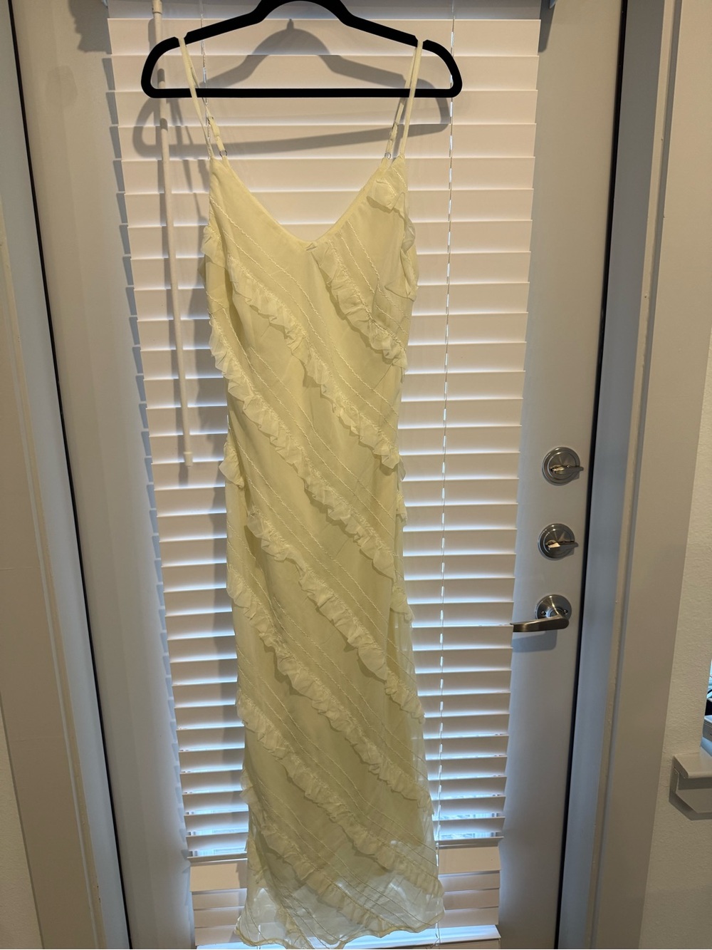 Princess Polly Pale Yellow Ruffle Maxi Slip Dress